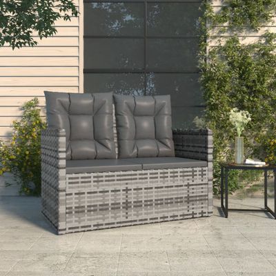 vidaXL Záhradná lavička s vankúšmi sivá 105 cm polyratan