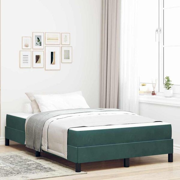 vidaXL Posteľ s pružinovým rámom Tmavozelená 120 x 220 cm látka