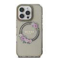 Puzdro Guess pre iPhone 16 Pro 6,3" GUHMP16LHFWFCK IML Flowers Wreath čierne MagSafe