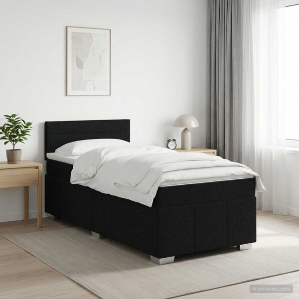 vidaXL Posteľ boxspring s matracom Čierna 90 x 200 cm Látka
