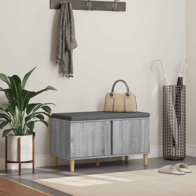 vidaXL Predsieňová lavica s vankúšom Sivá Sonoma 80 x 38 x 46 cm
