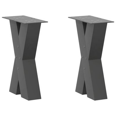 vidaXL Nohy konferenčného stolíka v tvare X, 2 ks, antracitové, 28 x (42-43) cm, oceľ