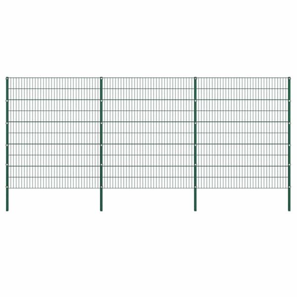 vidaXL Plotový panel so stĺpikmi, železný 522x200 cm, zelený