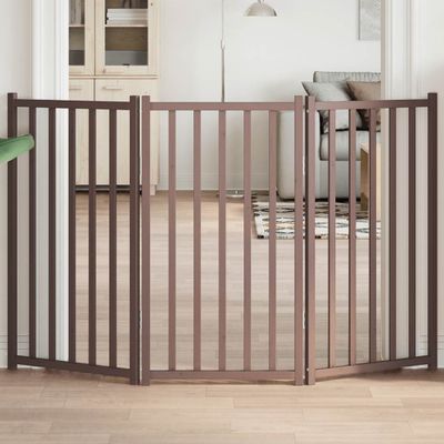 vidaXL Brána pre psa skladacia 3 panely 150 cm masívne jedľové drevo