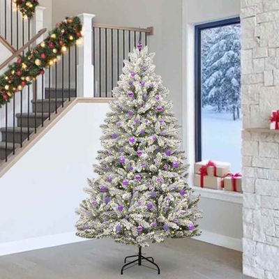 vidaXL Umelý vianočný stromček Zelená a biela 240 cm PVC a kov