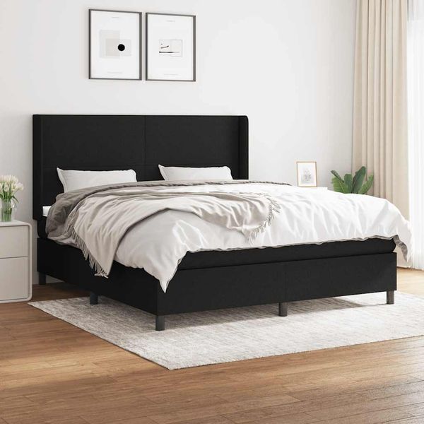 vidaXL Posteľný rám boxspring s matracom čierny 160x200 cm látka