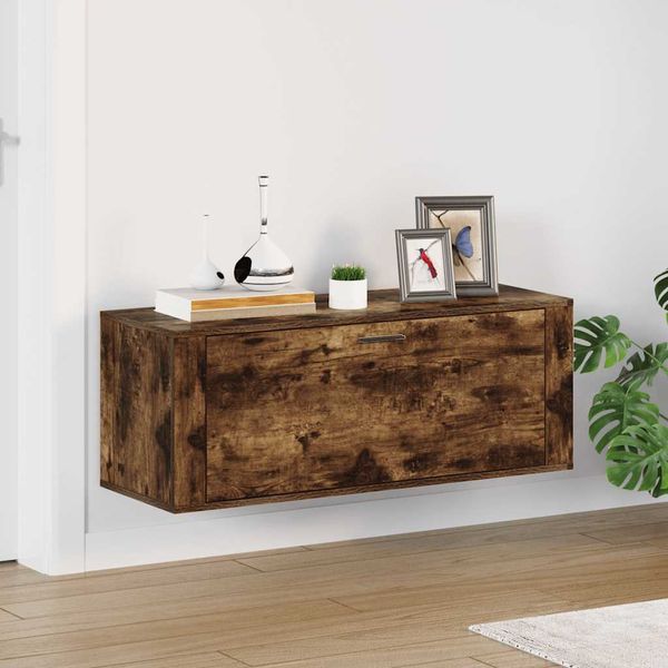vidaXL Nástenný botník dymový dub 100x35x38 cm spracované drevo