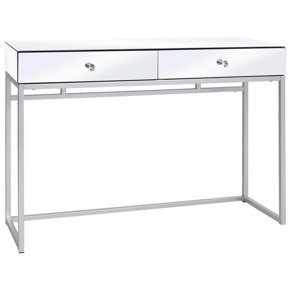 vidaXL Zrkadlový konzolový stolík, oceľ a sklo 107x33x77 cm