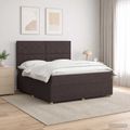 vidaXL LED boxspring posteľ s matracom Tmavohnedá 140 x 190 cm Látka