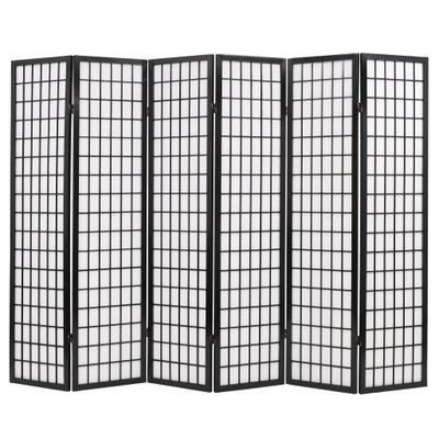 vidaXL Skladací paraván so 6 panelmi, japonský štýl 240x170 cm, čierny
