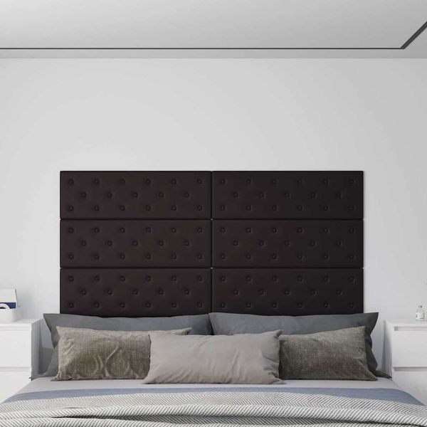 vidaXL Nástenné panely 12 ks čierne 90x30 cm umelá koža 3,24 m²