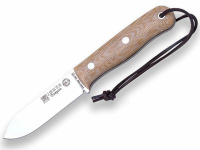JOKER CM113 TRAMPERO outdoorový nôž 10 cm, hnedá, Micarta, kožené puzdro