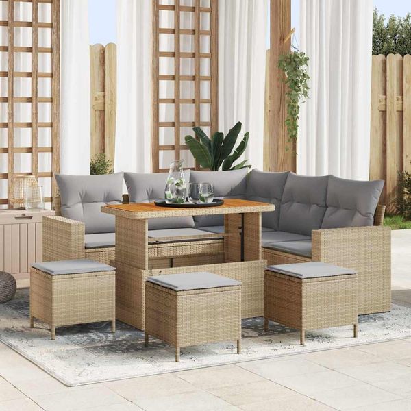 vidaXL Súprava záhradných pohoviek 10 pcs Beige a svetlo šedá