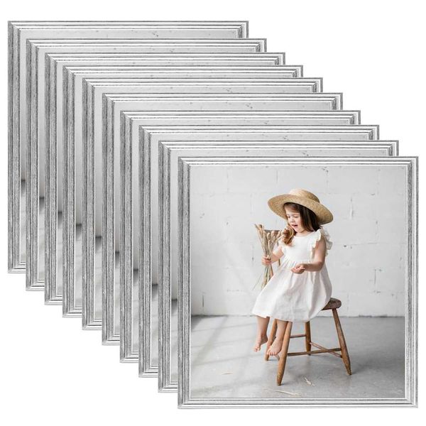 vidaXL Fotorámiky na stôl, koláž 10 ks,strieborné 20x20 cm, MDF