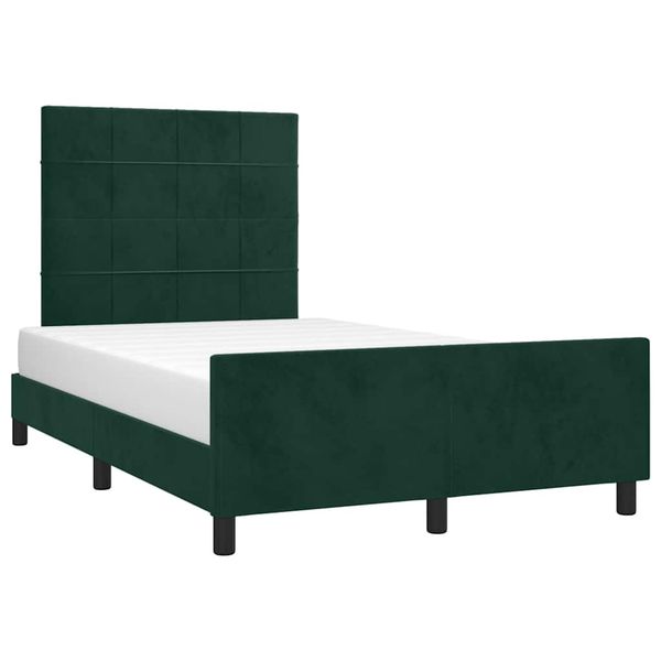vidaXL Posteľ bez matracom tmavozelená 120x190 cm zamat