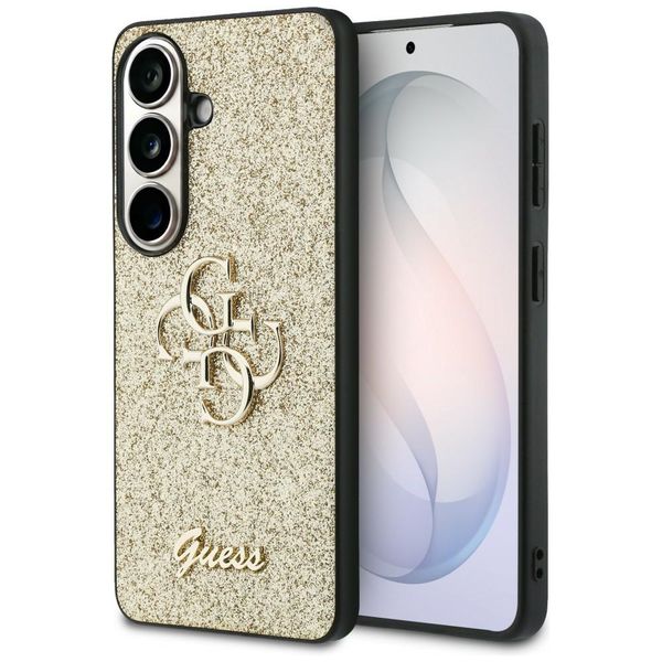 Puzdro Guess Fixed Glitter Big 4G Metal Logo pre Samsung Galaxy S26 zlatá