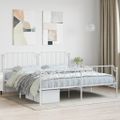 vidaXL Kovový rám postele s predným a zadným čelom biely 200x200 cm