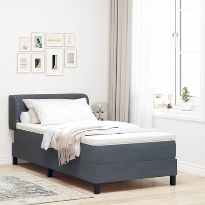 vidaXL Posteľ s pružinovým rámom Tmavo šedá 100 x 200 cm Zamat