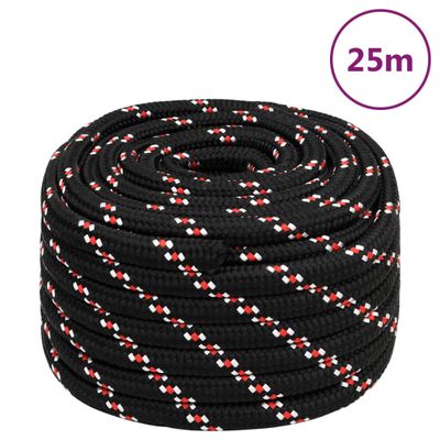 vidaXL Lodné lano čierne 20 mm 25 m polypropylén