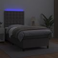 vidaXL Boxspring posteľ s matracom a LED sivá 80x200 cm umelá koža