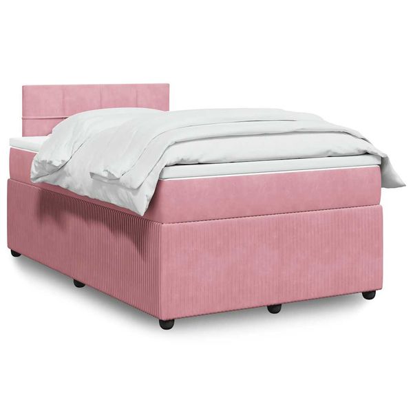 vidaXL Boxspring posteľ s matracom, ružová 120x190 cm, zamat