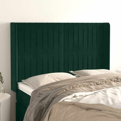 vidaXL Čelo postele so záhybmi tmavozelený 147x16x118/128 cm zamat