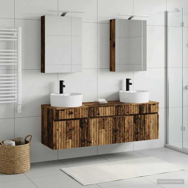 vidaXL Set kabinetov do kúpeľne 5 pcs Staré drevo 50 x 14,5 x 70 cm