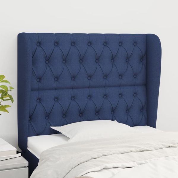 vidaXL Čelo postele so záhybmi modré 103x23x118/128 cm látka