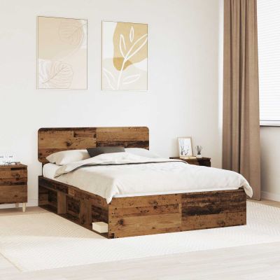 vidaXL Rám postele Staré drevo 140 x 190 cm Masívne borovicové drevo