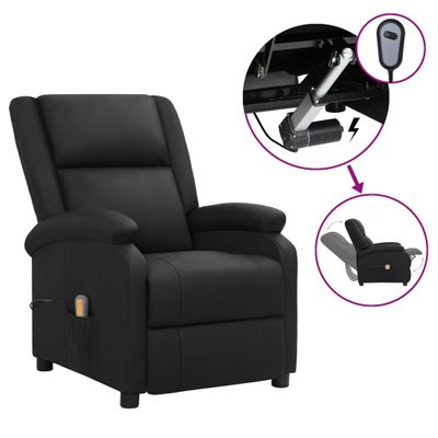 vidaXL Elektrické masážne sklápacie kreslo čierne pravá koža