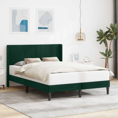 vidaXL Rám postele s čelnou doskou Tmavozelená 120 x 200 cm Zamat