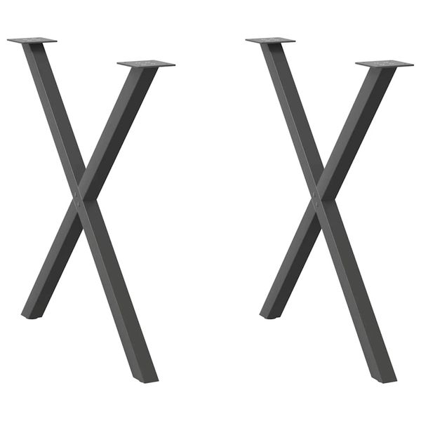 vidaXL Nohy k jedálenskému stolu v tvare X, 2 ks, antracitové, 70 x (72-73) cm, oceľ