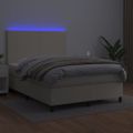 vidaXL Boxspring posteľ s matracom a LED krémová 140x190 cm umelá koža