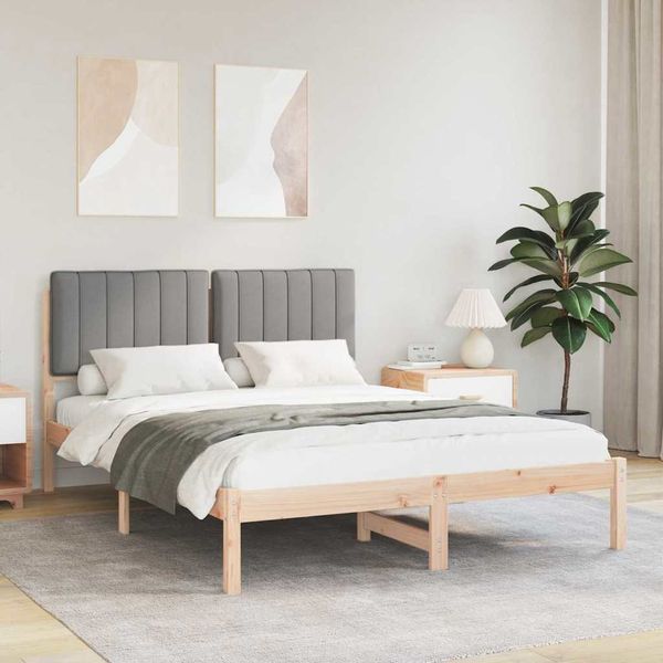vidaXL Rám postele s čalúneným čelom Svetlosivá 140 x 200 cm