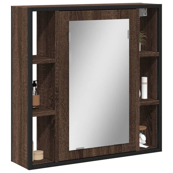 vidaXL Kúpeľňová skrinka so zrkadlom hnedý dub 60x16x60cm komp. drevo