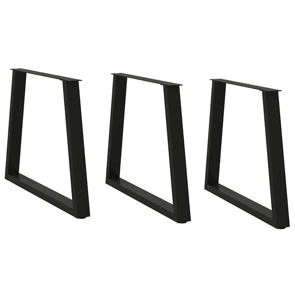 vidaXL Nohy k jedálenskému stolu v tvare V, 3 ks, čierne, 80 x (72-73,3) cm, oceľ