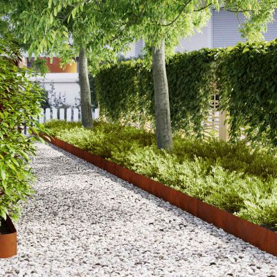 vidaXL Obrubník trávnika 50 pcs Hnedá 100 x 0.05 x 20 cm