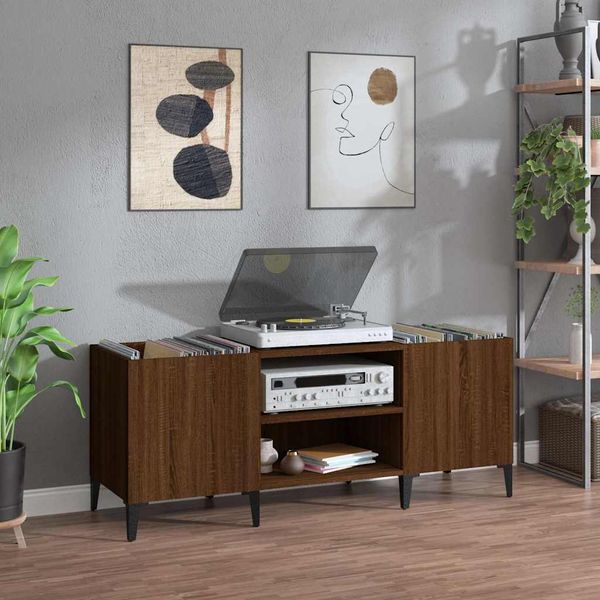 vidaXL Skrinka na platne hnedý dub 121x38x48 cm kompozitné drevo
