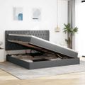 vidaXL Postel s úložným prostorem a matrací Tmavo šedá 200 x 200 cm