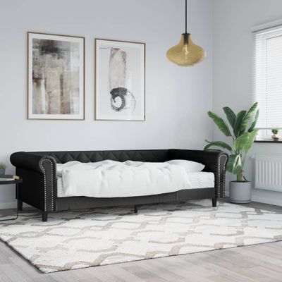 vidaXL Denná posteľ s matracom čierna 90x200 cm umelá koža