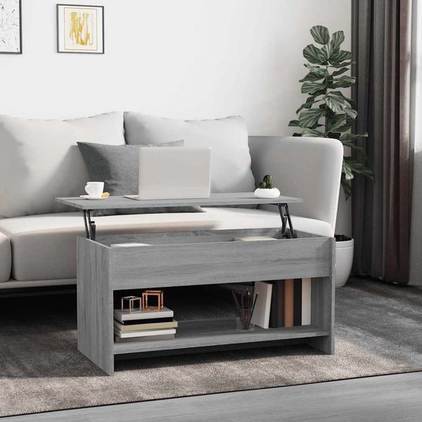vidaXL Konferenčný stolík sivý sonoma 102x50x52,5 cm spracované drevo