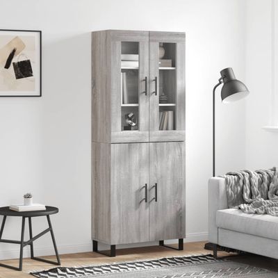 vidaXL Vysoká skrinka sivý dub sonoma 69,5x34x180 cm spracované drevo
