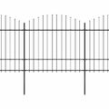 vidaXL Záhradný plot s vrchnou časťou z ocele 838x175 cm čierny