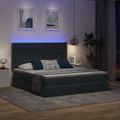 vidaXL LED úložná posteľ s matracom Tmavosivá 180 x 200 cm Zamat