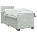 vidaXL Posteľ s boxspringom a matracom a LED Svetlosivá 90 x 200 cm