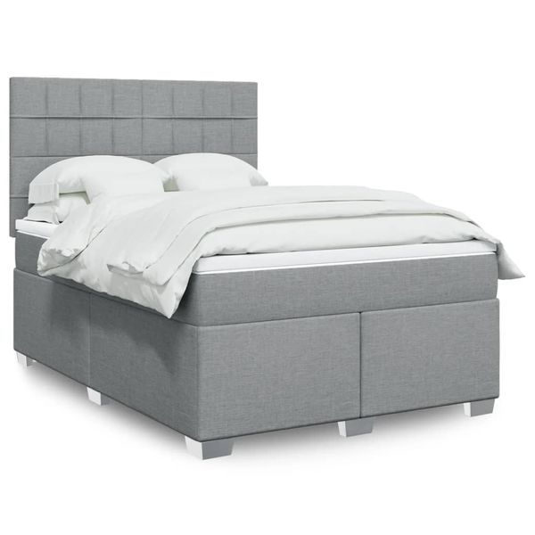 vidaXL Boxspring posteľ s matracom bledosivá 140x200 cm látka