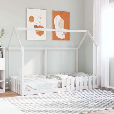 vidaXL Rám detskej postele domček biely 90x190 cm masívna borovica