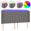 vidaXL Čelo postele s LED tmavosivé 163x16x118/128 cm látka