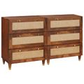 vidaXL Komoda set 2 ks 60 x 33,5 x 75 cm Masívne mango drevo Hnedá