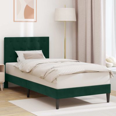 vidaXL Rám postele s čelnou doskou Tmavozelená 90 x 200 cm Zamat